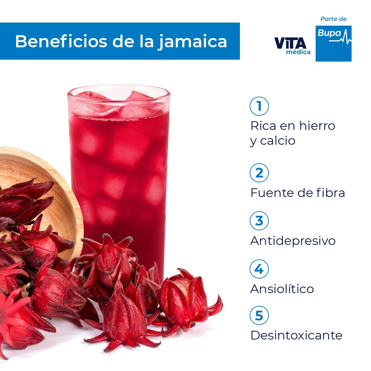 La jamaica es un excelente ansiolítico que ayuda a evitar el insomnio. 
Cuidar la alimentación es cuidar de la salud.