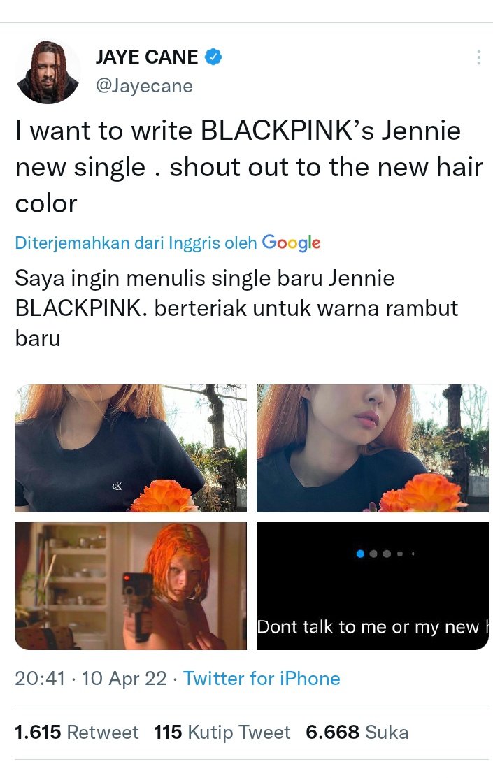 abcdfuck91's tweet photo. udah pada tau belom jennie mau dikinin lagu sama jaye cane😭, OMG BLINKEEE AAA GASABARR BANGETTT 😭💓

#JENNIE
#BLACKPINK https://t.co/iXBvmqEFB8