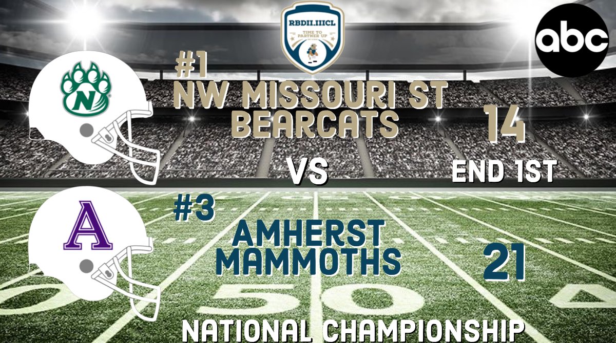 These titans trade scores early, but the 1st Qtr ends with Amherst leading by a touchdown!