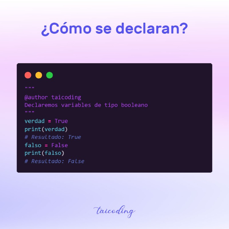 taicoding's tweet photo. En este post aprenderás que son los datos booleanos, como se declaran variables de este tipo en #python y como usar los operadores lógicos.
#pythonprogramming #pythoncode #wwcode #womenintech #GirlsWhoCode #programmer #Software #coding #codelife #computersience
#programinglife