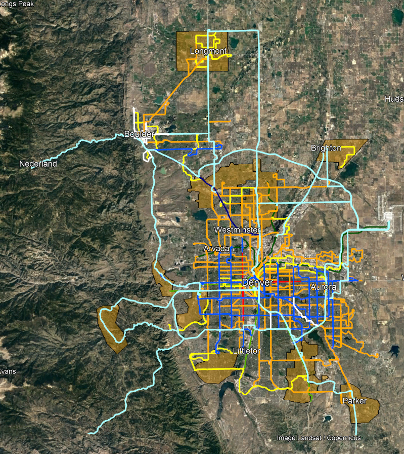 zelrileyo's tweet photo. I recently made a map of RTD's System Optimization Plan (SOP) with the purpose of making a fantasy transit map out of it. I plan to make a map for every year from 2028-2055, changing the map just slightly every time. By 2055, it should look awesome. Kind of a thread.
#rtddenver https://t.co/EBNOFQyjjV