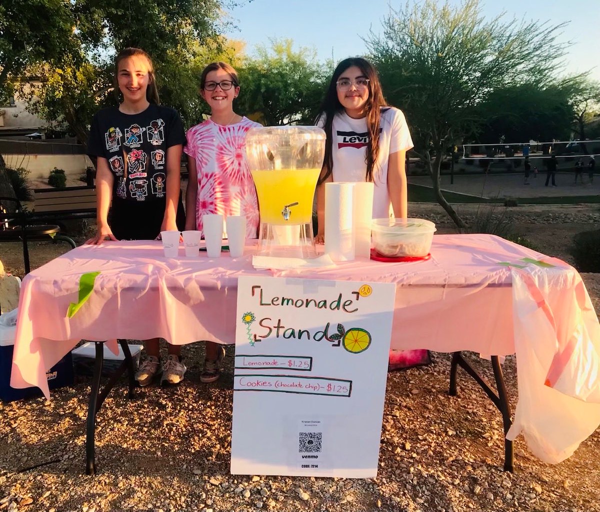 RiceElem's tweet photo. These amazing, 6th grade Rice Rhinos organized a lemonade and cookie stand to raise money for the shade structures at school. So proud of our students who have clearly shown initiative and are making a difference #rhinopride @ChandlerUnified @ChandlerEdFound https://t.co/xPFQZKohHq