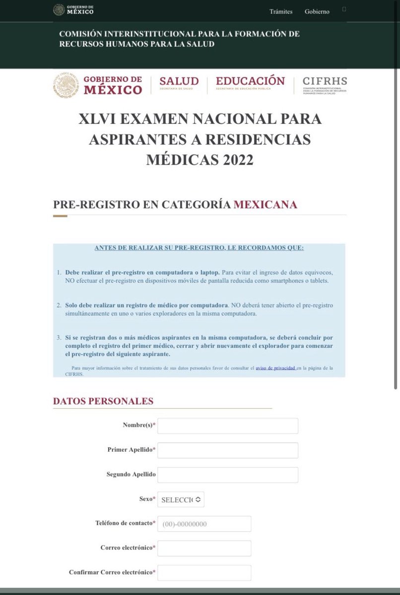 ChilaquilDr's tweet photo. Esta página estuvo abierta algunas horas el día de hoy (10 de abril). La @SSalud_mx la #CIFRHS el #CPEC y la #DGCES deben de aclarar esto (cada año lo hacen) y esto solo abre paso a preguntas, opacidad, irregularidades y artimañas que cada año surgen con el #ENARM
Abrí hilo https://t.co/FcnMSQSGW2