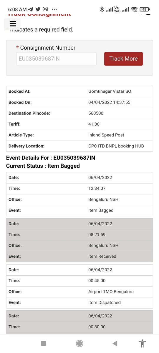 Pmishra09's tweet photo. @IndiaPostOffice @PMOIndia @AshwiniVaishnaw @devusinh @IndiaPostOffice After complaining with you there was no steps were taken by your side and my speed post was stuck in Bengaluru NSH from past 1 week, @manojsinha_  One of the best minister who know to Handel this department in his ministership https://t.co/VDWJBrAQiV