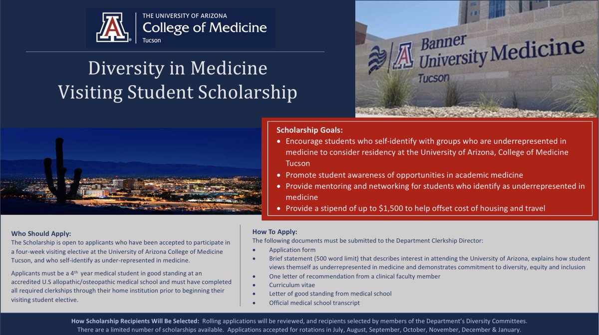 Andrea Aguirre, MD (she/her) (@drdre424) on Twitter photo Are you or do you know a #URM #MedStudentTwitter (MS4) interested in a fully funded elective at <a href="/UAZMedTucson/">UA College of Medicine – Tucson</a>? Don’t hesitate to spread the word! <a href="/LatinasInMed/">#LatinasInMedicine</a> <a href="/LmsaNational/">LMSA National</a> <a href="/SNMA/">Student National Medical Association, Inc (SNMA)</a> #match2023 Check out the link: diversity.medicine.arizona.edu/gme-diversity/… Are you or do you know a #URM #MedStudentTwitter (MS4) interested in a fully funded elective at <a href="/UAZMedTucson/">UA College of Medicine – Tucson</a>? Don’t hesitate to spread the word! <a href="/LatinasInMed/">#LatinasInMedicine</a> <a href="/LmsaNational/">LMSA National</a> <a href="/SNMA/">Student National Medical Association, Inc (SNMA)</a> #match2023 Check out the link: diversity.medicine.arizona.edu/gme-diversity/…