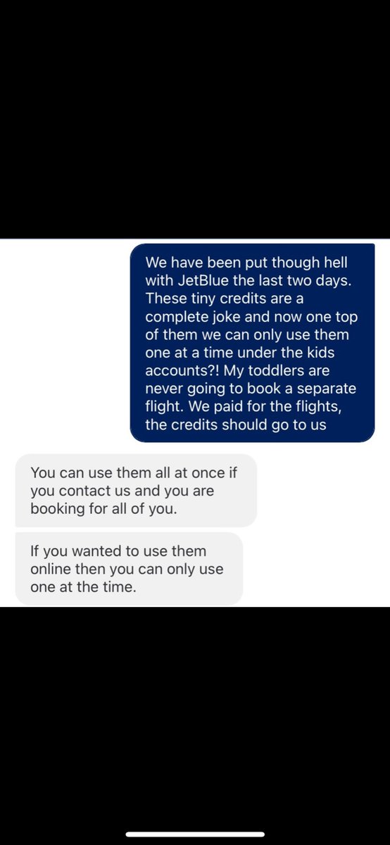hammertweet10's tweet photo. (2/3) @JetBlue customer service is 💩 #JetBlue https://t.co/8LZzfJxwkH