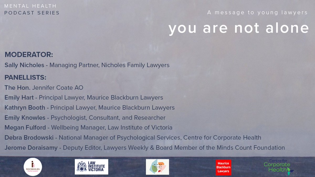 Thank-you <a href="/yourLIV/">Law Institute of Victoria</a> for including our podcast “You Are Not Alone: A Message to Young Lawyers” on the LIV Health and Wellbeing section of your website at bit.ly/3JmBwe4, and for reviewing the podcast in the April edition of the Law Institute Journal (page 53) #auslaw