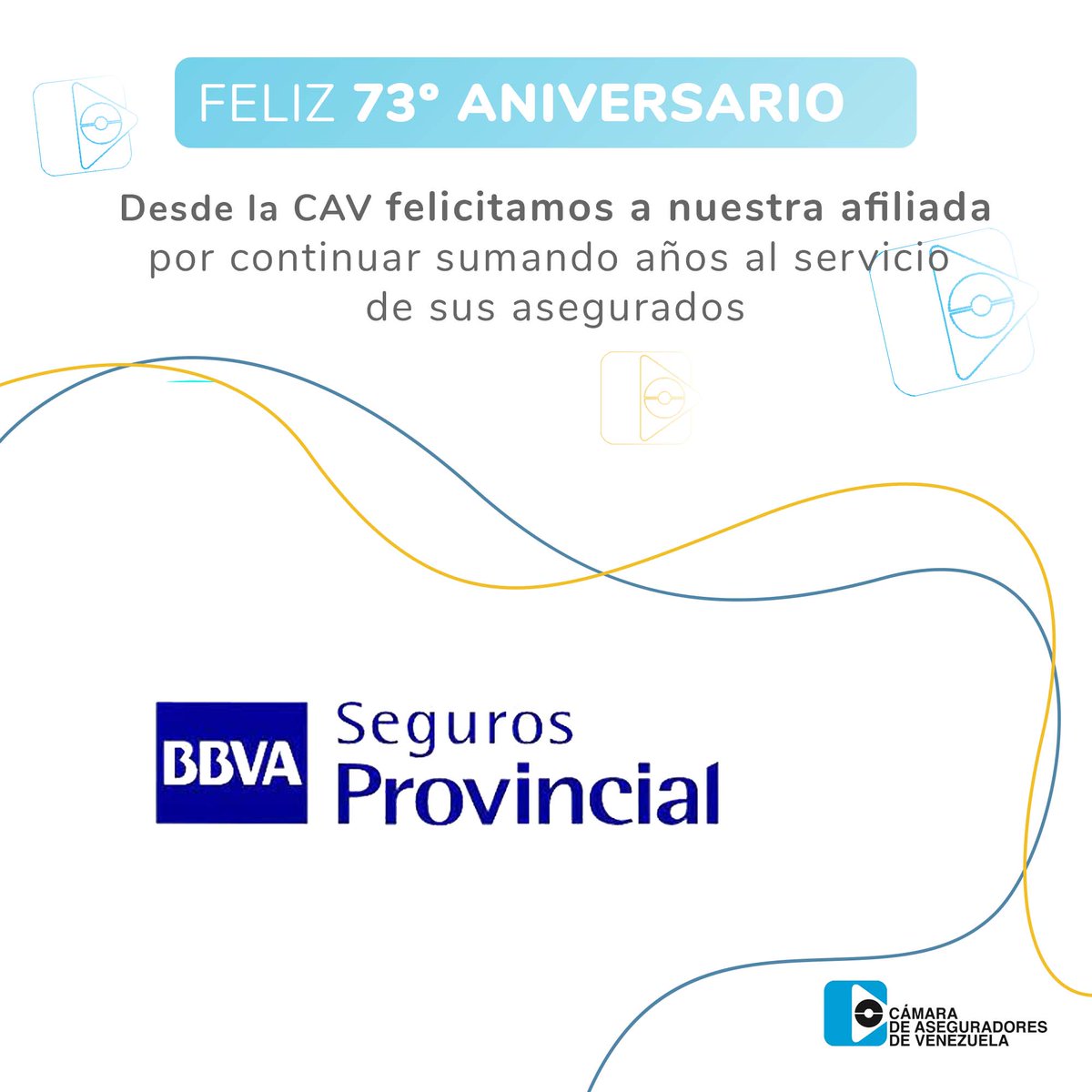 CamaraSegVe's tweet photo. Felicitamos a nuestra afiliada Seguros Provincial por arribar a su 73ª aniversario de servicio activo en el sector asegurador. Su labor es ejemplo de constancia, trabajo y entrega plena hacia sus asegurados. https://t.co/tHUlnfatoC