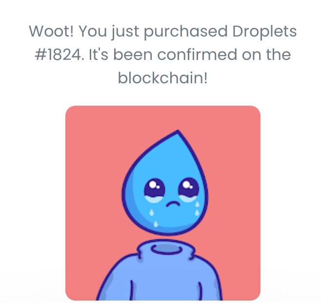 Fresh pick up!!! Rank 500&rsquo;s out of 6.5k collect @nft_droplets sold out collection reveal is today!!!<a href="/tag/dropletsreveal"class="tags"><span>#dropletsreveal</span></a>