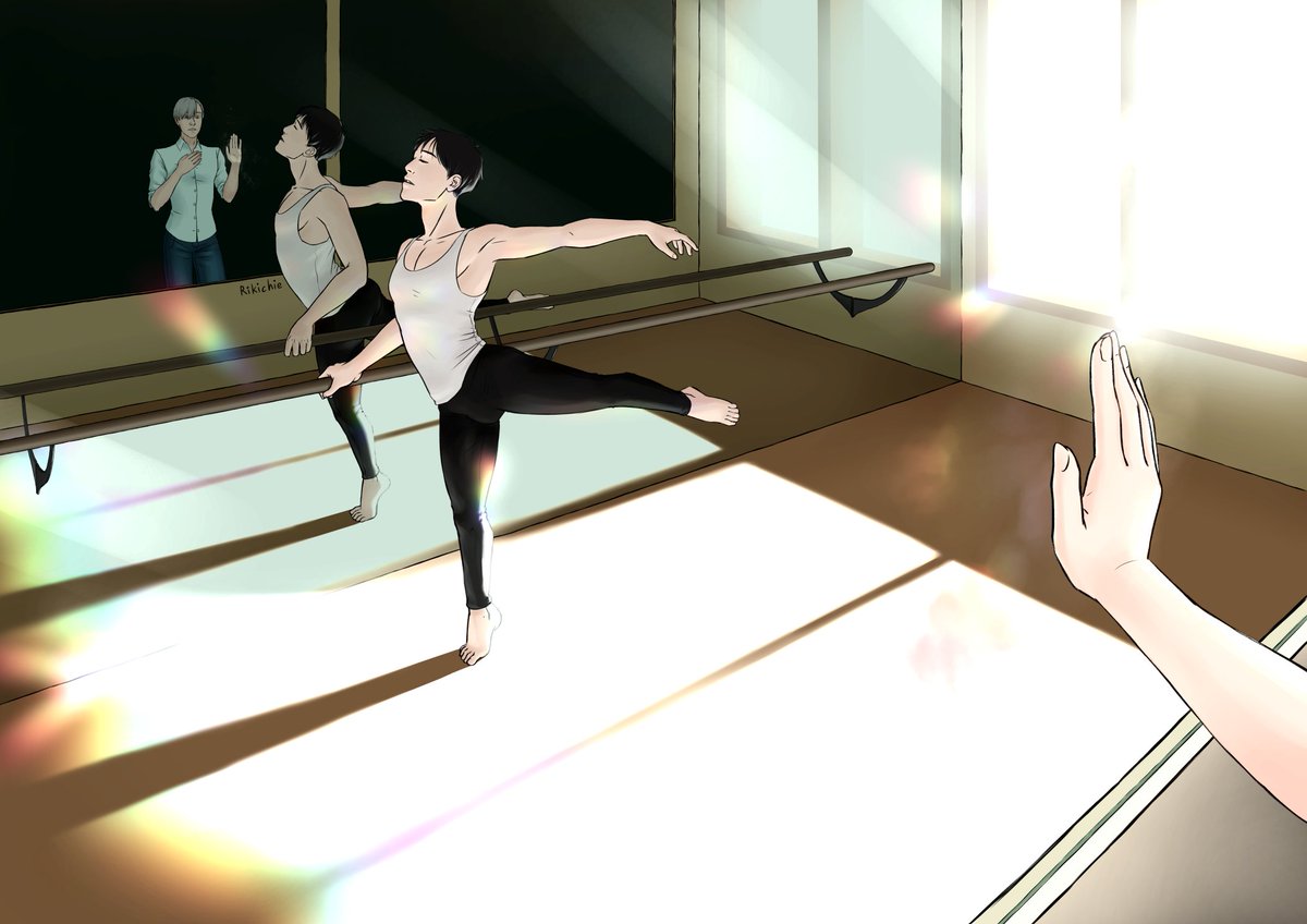 My third <a href="/yoibang2021/">Yuri!!! On Ice Big Bang @ posting</a> work for <a href="/JamieGKress/">Jamie Gilman Kress</a>'s fic, For Love of a Bachelor.
You can read it here: archiveofourown.org/works/38300845
The fic's description of this moment had rainbows and I just put them everywhere because I'm queer.
