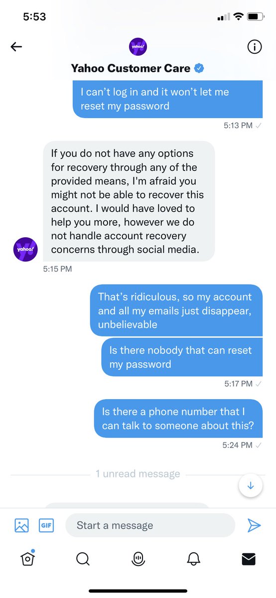 mikedono10's tweet photo. If you have a yahoo Canada email account I suggest you abandon it. I’ve had the same email for 20 years and it recently locked me out. There is no support whatsoever through phone or email. All the documents I had saved on that email are now gone. https://t.co/36BeFFHPgv
