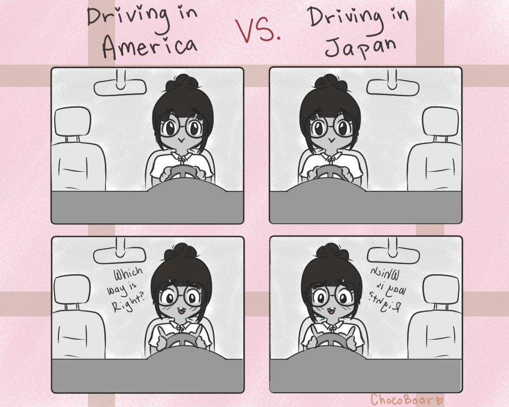 chocoboar's tweet photo. Which way is Right? どちらは左側ですか？
*
*
#minicomic #drivinginjapanforthefirsttime #whichwayisright #stupidcomics #quickdrawing #quickdrawings #chibiart #chibi #chibistyle #chibiartstyle #chibidrawing #japanlife https://t.co/P0zWYXVKAK