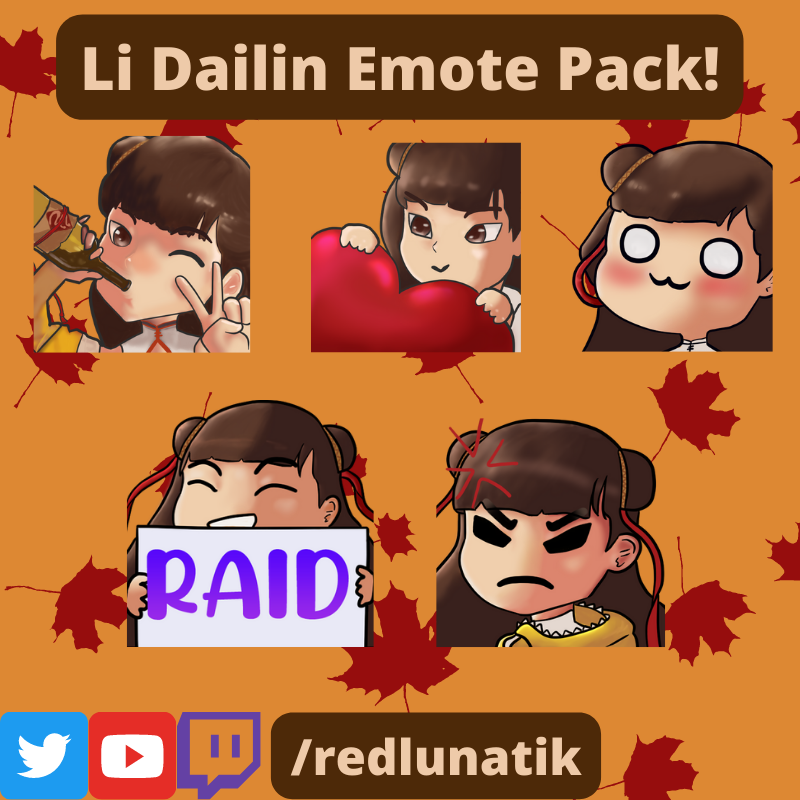RedLunatik's tweet photo. So here they are all together! I will be selling them for 12$ USD so if you're interested DM me! #dailin #ERBS #eternalreturn #emotes #TwitchEmoteArtist https://t.co/pYiFHhU5HC
