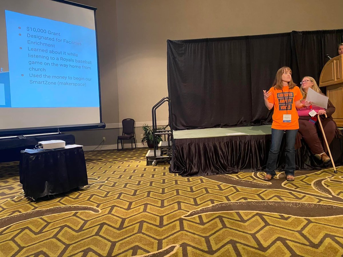 KnobNosterHS's tweet photo. Look at our very own Mrs. Woods presenting at the MASL Conference! We are so proud!!🧡🐾🖤 https://t.co/w2IlB9eAy8