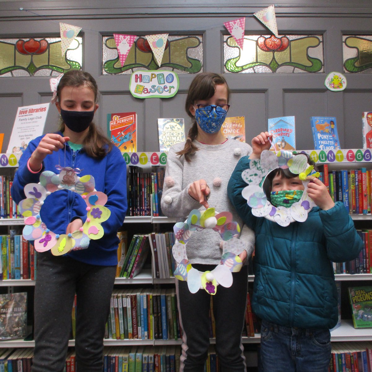 LancsLibraries's tweet photo. #StAnnesLibrary have had a fun filled Saturday morning making #Easter wreaths. 
The children also enjoyed our Easter trail.
 Our trail will be running for the next few days so please come and see us. https://t.co/xelcrR1RbJ
#StAnnes #Fylde #HalfTermFun https://t.co/cF9HHkYT0b