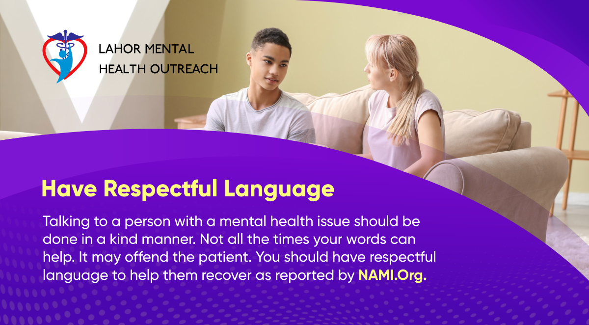 LahorMentalHO's tweet image. Have Respectful Language

#RespectfulLanguage #Respect #MentalHealtIssues #MentalHealth #LahorMentalHealthOutreach