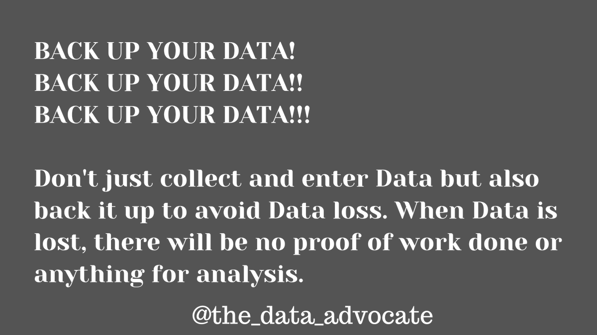 UgonnaJudith's tweet photo. Work done rides on the evidence of "Data".
When you back up your Data, you can reference it anytime and also use it for purposeful decision making, even to track your trends.
Data loss is frustrating, so back up your data now..
#data
#dataanalysis
#dataadvocate https://t.co/V7Fa1oyusw