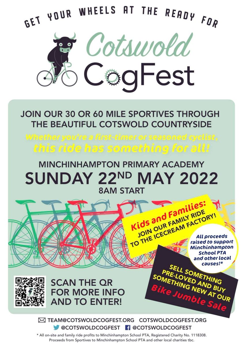 SPRING HAS SPRUNG!!!!!  The weather outside is (for once) NOT frightful and the sun is so delightful.
Time to dust off your bikes and save the date for Cogfest 2022!
Better yet, why not enter now at britishcycling.org.uk/.../2022-Cotsw…