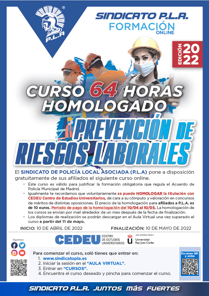 sindicatopla's tweet image. Desde @sindicatopla seguimos apostando por una formación de calidad para sus afiliad@s.

Curso de Prevención de Riesgos Laborales homologable por @CEDEUoficial 

Afíliate sindicatopla.es/afiliate/ y fórmate con nosotros

#sindicatopla
#formacion