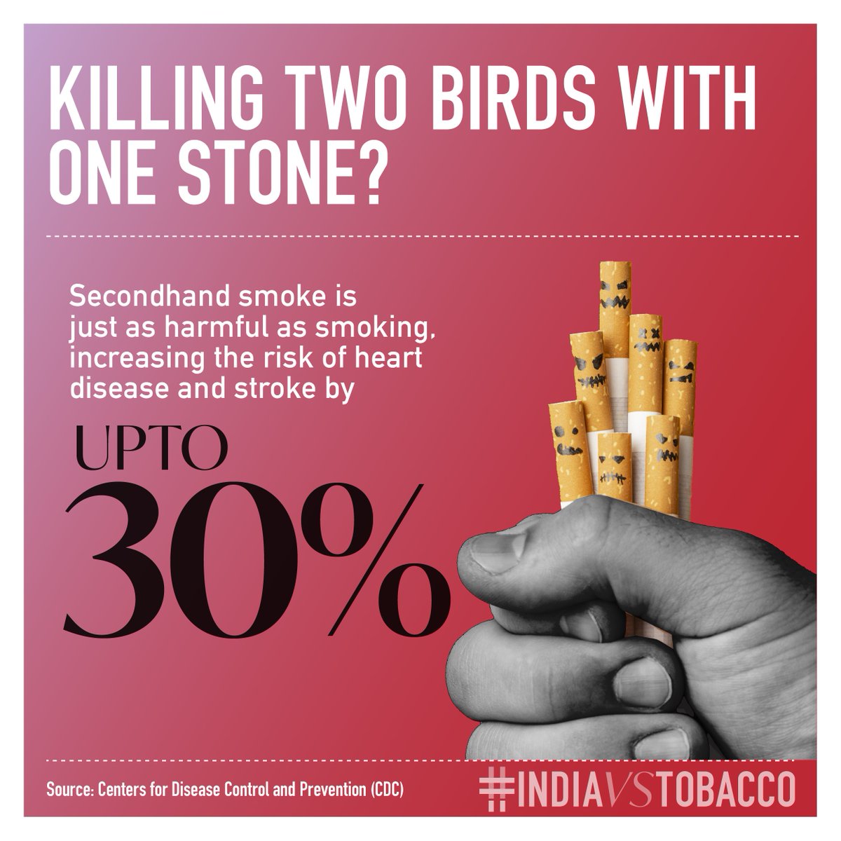 Are you accidentally letting smokers affect your health too? 

Secondhand smoke is the combination of smoke from the burning end of a cigarette and the smoke breathed out by smokers - it's a serious health hazard. #IndiaVsTobacco 

#WorldHealthDay2022 #SecondHandSmoke #NoSmoking