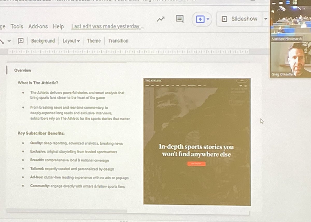 HindmarshMatt's tweet image. Last week as part of their final session our L5 students were extremely fortunate to be joined by correspondent for @TheAthleticUK  @GregOK who provided an insightful session on all things sports media with an excellent Q&amp;amp;A. Many thanks Greg! 👏👏