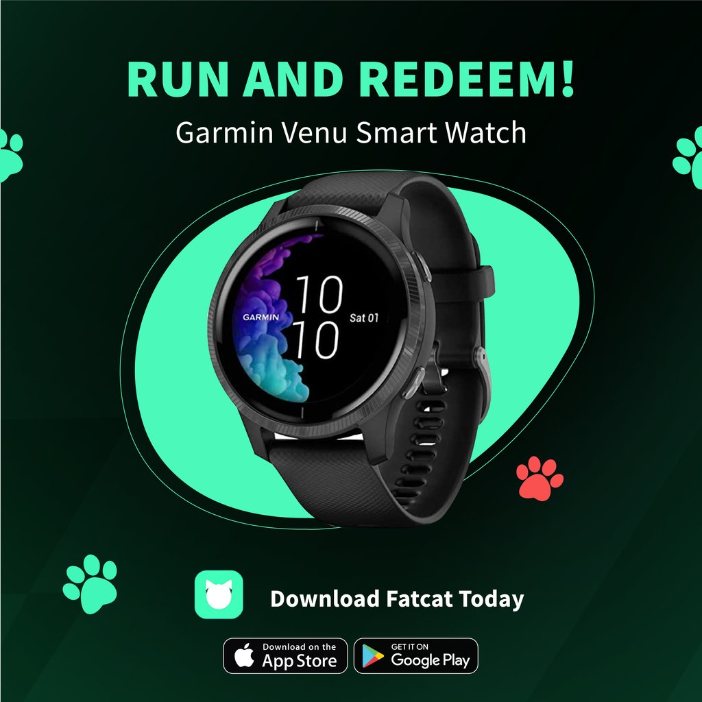 fatcat_run's tweet photo. 🎁  NEW REWARD!⁠
⁠
Garmin Venu Smart Watch - the broadest range of all-day health monitoring features keeps track of your energy levels, respiration, sleep, estimated heart rate and more!

Available now to redeem when you are in League 1 and have sufficient $PAW points 😺 https://t.co/dVbFib3VhM