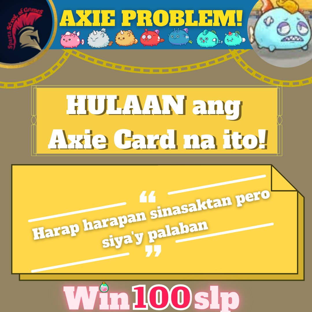 official_ssog's tweet photo. ‼️GAME TIME‼️

Another day, another chance to win SLP. Can you guess ano kaya 'tong card na 'to? 👀

Galingan mo 😛 We will pick randomly later. 

LIKE | FOLLOW | RETWEET https://t.co/bsLqFHHyvG
