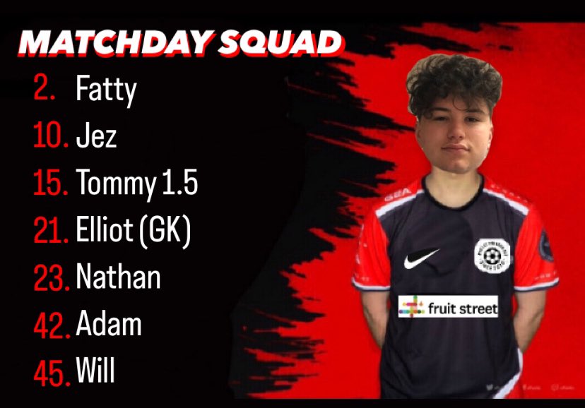 FCGOG_official's tweet photo. ๐จโฝ๏ธMATCHDAY SQUADโฝ๏ธ๐จ
After 8 games for the club @AdamHaddour has officially been offered a contract and will wear the number 42 shirt.
Tommy 1.5 replaces Joe P due to injuries in the warm up.
#YaYaHaddoure #FortyTwo #AdamTheBulldozer #GOG #PenultimateGame https://t.co/KbYjSN3WJ8