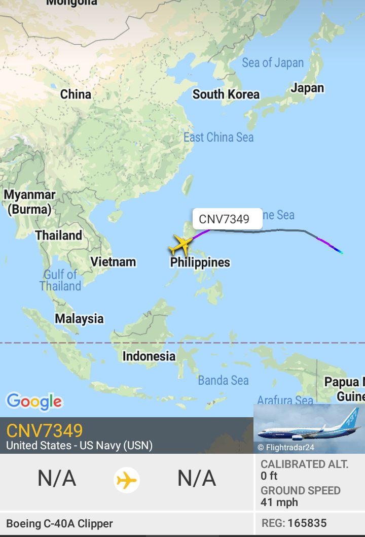 Oceanworldfree's tweet photo. 🇺🇲USN CNV7349 165835 #AE1251  
from #AndersenAB, #Guam to #SubicBayNavalBase, #SubicBay

Boeing C-40A Clipper https://t.co/7Qy4KovaxF