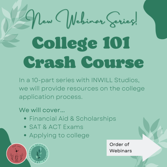 foreverbloomorg's tweet photo. Are you a high school student who wants to go to college but is a little stressed out? Forever Blooming and @inwillstudios are here to help! INWILL is hosting a 10-part college prep workshop series over the spring and summer! 

#highschool #student https://t.co/hn7FJYq0GX