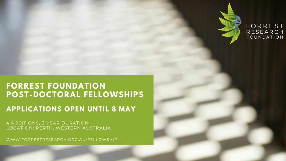 Applications are now open for the 2023 Forrest Fellowships. 

For more details and to apply online, visit forrestresearch.org.au/fellowship/