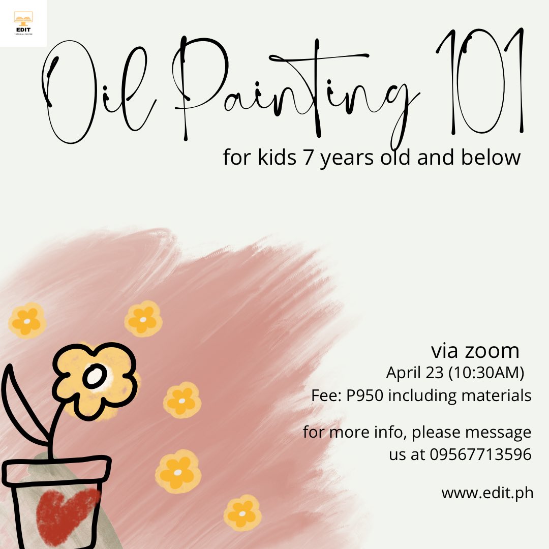 edittutorialsph's tweet photo. Oil painting for kids less than 7 years old! Pls check workshops in https://t.co/My3AHZD8Lk materials are included in the fees https://t.co/K8ltebjvZd