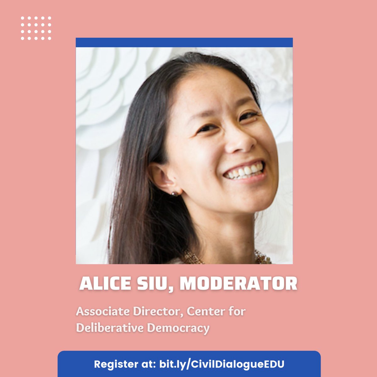 CWCxEDU's tweet photo. Here's our panel! Alice Siu, @JohnRWoodJr @justineraelee, and @MiaCharity. Join us on April 19th @ 6PM PDT for "Civil Dialogue in Partisan Times".
Register here: https://t.co/O2JtCiT3Dx
#CreatingCitizens
#CWEDU
@cwclub https://t.co/FqXAkUQ8tk