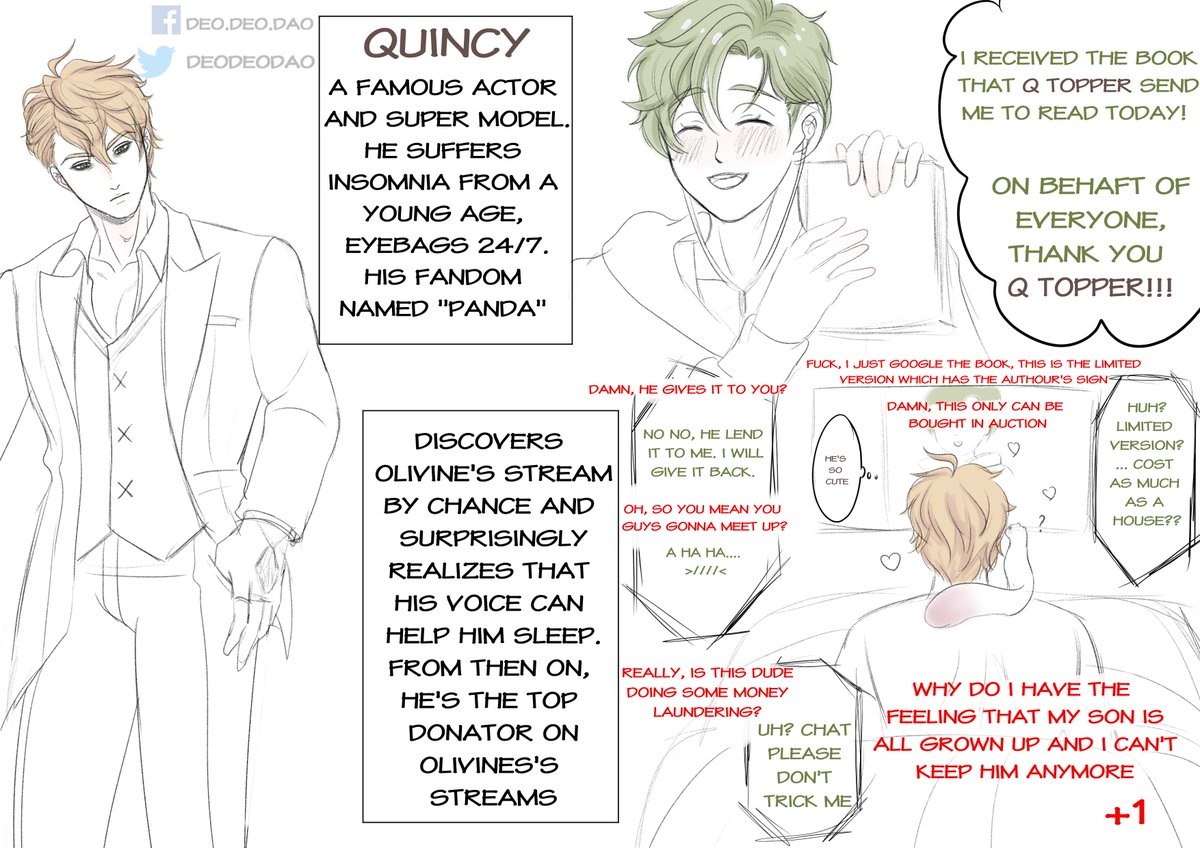 deodeodao's tweet photo. Guys guys, listen!!! 
How about Quincy x Olivine (Actor x Streamer AU) 😤😤😤
Kyaaaa 😆😆😆😆
#NUcarnival #NUカーニバル #Olivine #Quincy #QuincyOlivine #QuinOli https://t.co/acULU2eQGO