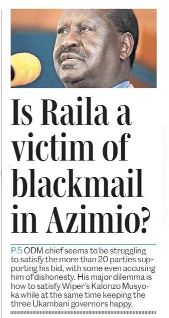 RobertAlai's tweet photo. Baba @RailaOdinga should be protected from the blackmail which is now rampant in Azimio. 

We need strong voices in ODM to push back on such. How do we allow the coalition leader to be blackmailed in this way? https://t.co/Oo4TkmjfXX