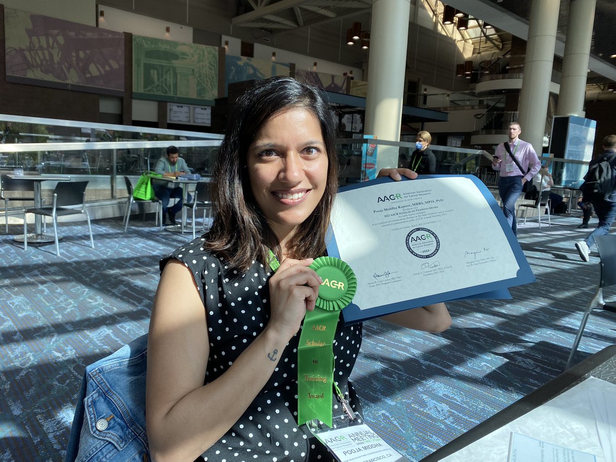 PoojaMiddha21's tweet photo. Honored to receive the AACR Scholar-in-training award for my work in breast cancer research #AACR22 @UCSFCancer https://t.co/4N694HNQYt
