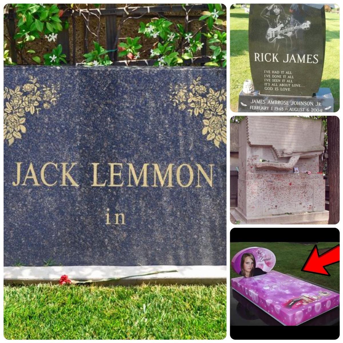 DailyStuffMag's tweet photo. Try not to laugh at these clever celebrity tombstones. Merv Griffin, Jack Lemmon, and Rodney Dangerfield’s hilarious graves are all on this list of the funniest celebrities’ graves. Some that remained funny also after their demise.