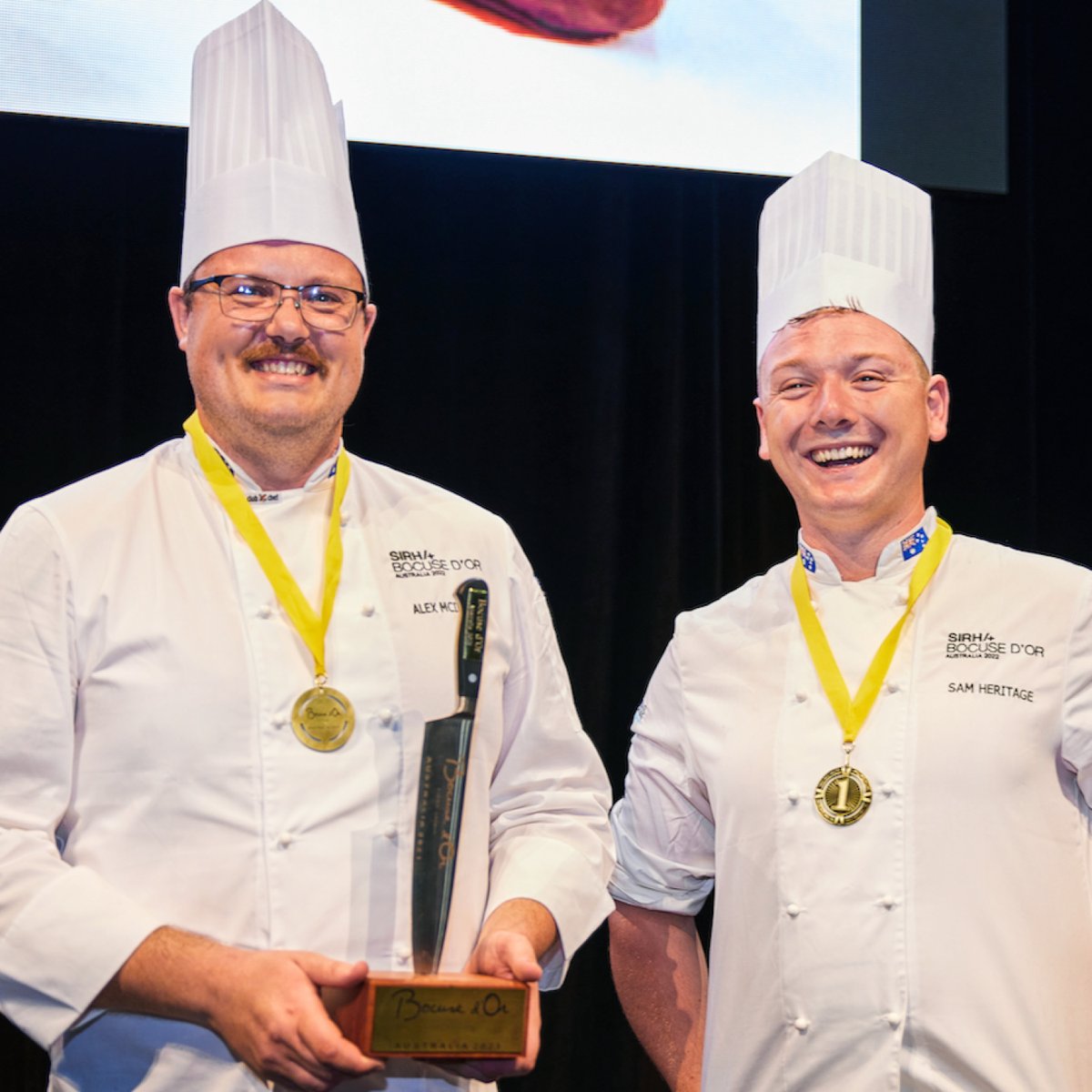 HumptyDooBarra's tweet image. 🧑‍🍳🏆 Bocuse d'Or is the world’s pinnacle of culinary ambition and innovation. We’re honoured that our Barra was included in the Australian competition. The winner of the ‘Golden Knife’ trophy was Victorian chef Alex McIntosh (left).