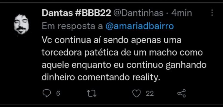 FAZENDEIRAR's tweet photo. A pessoa critica “falas” e “atitudes” q atribui ao Arthur, mas esse comentário diminuindo uma mulher que ele nem conhece e se colocando como superior por ganhar dinheiro (??) 

Além de machista, foi altamente soberbo (exatamente as coisas q ele esbraveja q Arthur faz) @Dantinhas https://t.co/8qz7tYXTVb