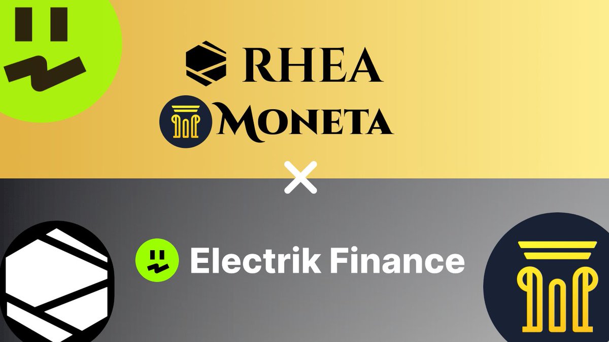 ⚡️[Electrik Finance X RHEA DAO &amp; MONETA] 파트너쉽 공지 ⚡️

일렉트릭의 10번째 파트너쉽, 
<a href="/RheaDao_fi/">RHEA DAO & MONETA</a>를 소개합니다!

Electrik Finance는 Moneta 풀의 vault를 지원함은 물론, 앞으로도 양사간 다양한 시너지를 낼 수 있는 방안을 함께 만들어낼 것입니다. 

Thanks, RHEA &amp; MONETA!