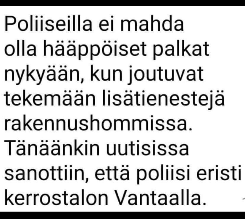 Poliisin palkkoja pitäisi myös nostaa: