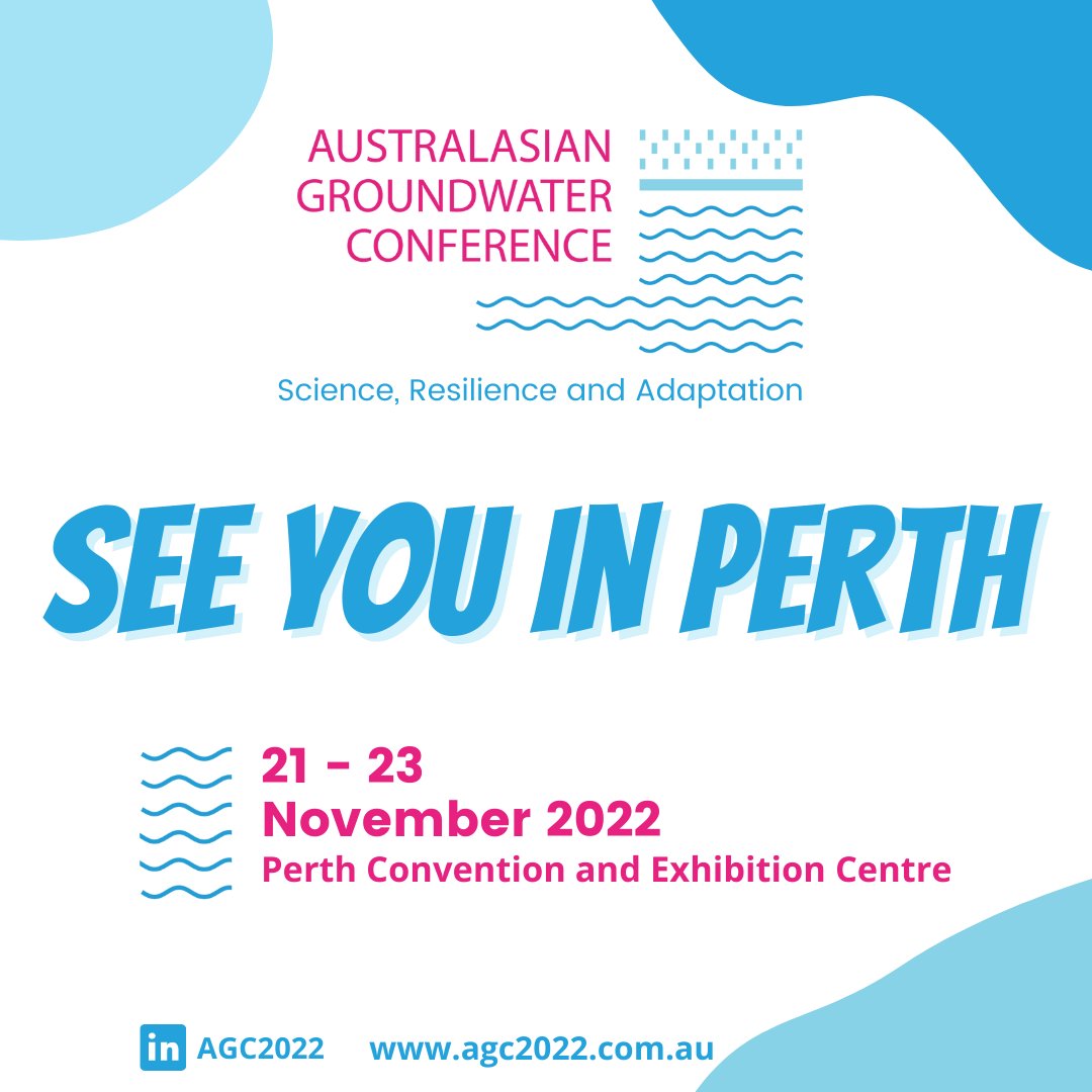 agc2022_'s tweet photo. See you in Perth 21-23 November 2022 at the @iahaustralia  Australasian Groundwater Conference💧Visit https://t.co/ANzexCtIIG for more information. #AGC2022 #groundwater https://t.co/jHsmvxnhxj