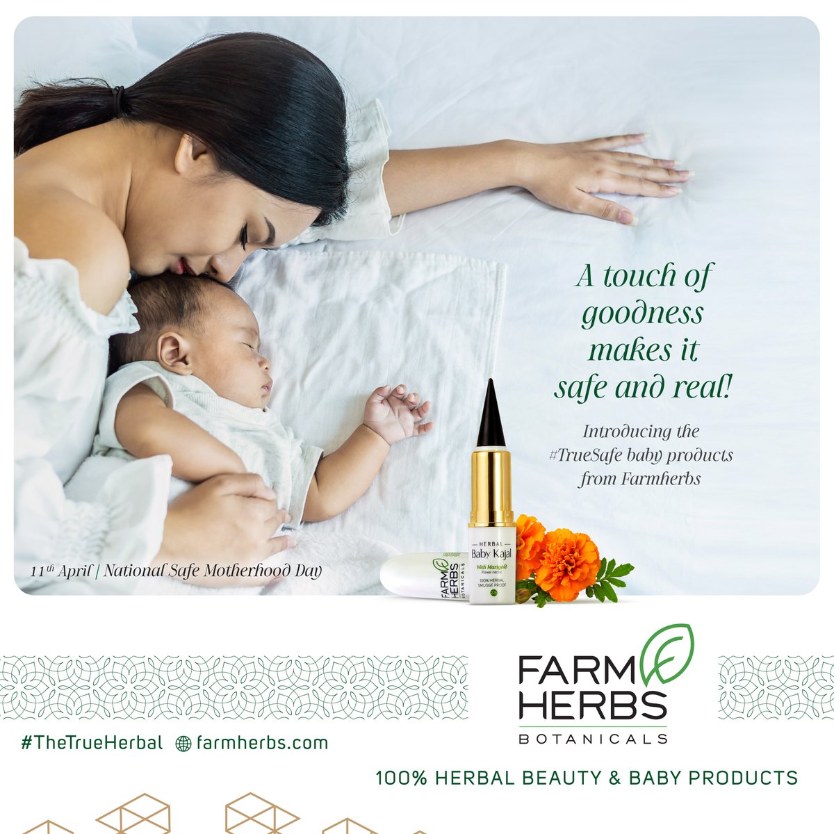 farmherbs100's tweet photo. On this #NationalSafeMotherhoodDay, let’s welcome the goodness of nature for safe and healthy motherhood. Farmherbs introducing truly safe baby products that are 100% herbal.
#Farmherbs #TheTrueHerbal #BeautyandBabyCare #TrueNatural #MotherhoodDay https://t.co/tz4QZBDyut