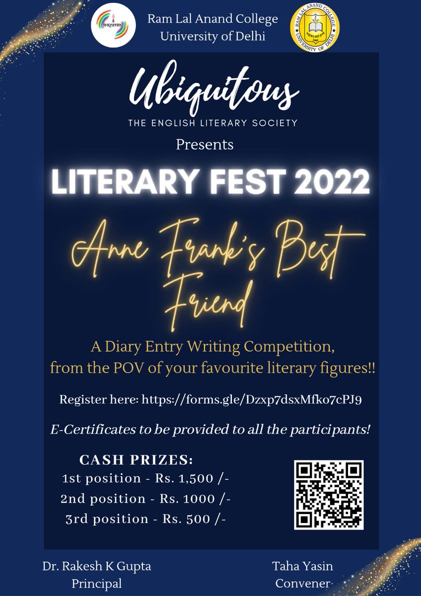 RLAC_DU's tweet photo. #Englishdepartment #LitFest22 #Competitions #ExcitingPrizes #LitTalks
Details in the posters👇 https://t.co/Zu6U9fK7hO