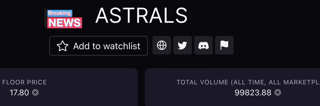 DeDotsNFT's tweet photo. @Astrals_NFT so close to 100k SOL
What a start! https://t.co/ETEkQwArOe
