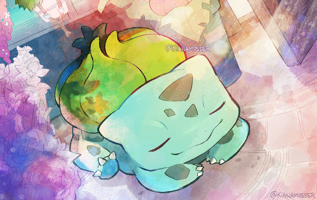 フシギダネ 「Bulbasaur who likes to sleep beside the 」|Kiana Mosser 🐇のイラスト