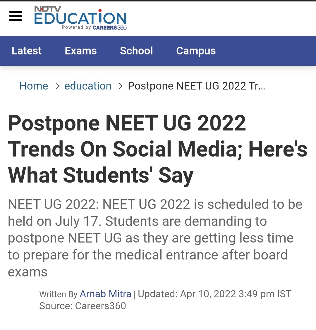 NUSA_NEETUG's tweet photo. Why do NEET UG students always get neglected ? 

@DG_NTA @EduMinOfIndia &amp; @dpradhanbjp postponed JEE Main and Advanced by 2 months despite being conducted twice but did not give enough time to the dropper students for preparation of #NEET  after counseling.

#postponeneetug2022 https://t.co/xOxEyeALUo