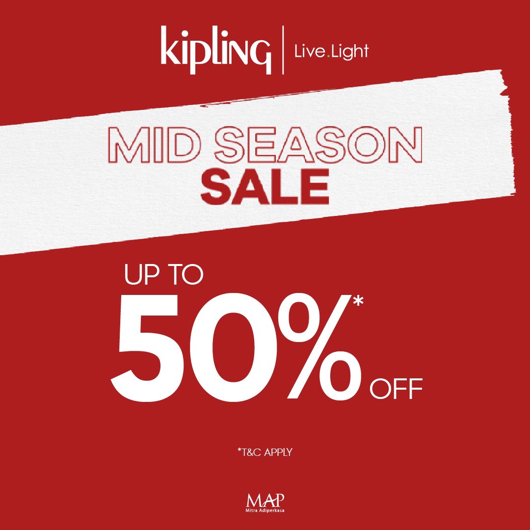 kotakasablanka's tweet image. You can now get your favorite Kipling bag with discount up to 50% OFF on our Mid-Season Sale! Promo available both in-stores and online at Kota Kasablanka Floor. GF -No.12 

#KiplingIND #KiplingLiveLight #LiveLight #KotaKasablanka