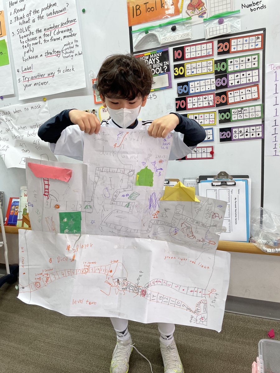 MelissaFleck8's tweet image. Grade 1 integrating math into their unit of inquiry about play. So many fun math games that help us learn and have fun. #pypmath @HannaBaenana @ms_suepark