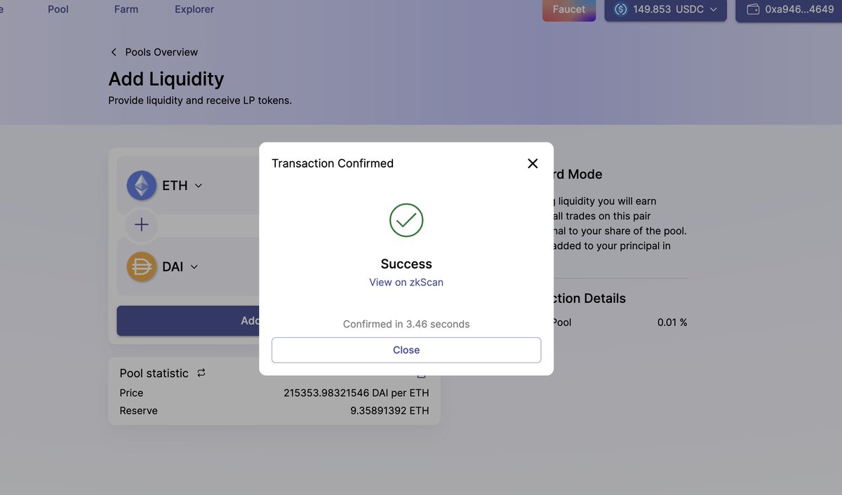 h0wardwang's tweet photo. #L222 #zkSync #Layer2 #ZKRollup #testnet #Ethereum #fauct #zkisthefuture

use good and can change token to be gas fee is awesome. https://t.co/z9u5BevFaR